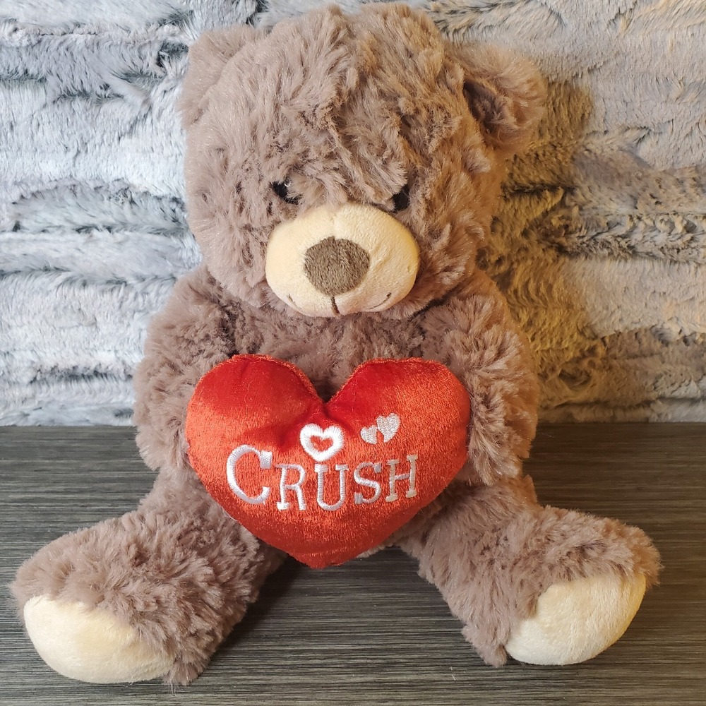 Inter-American Brown Teddy Bear Red Heart Embroidered Crush‎ Plush 10" Love Gift